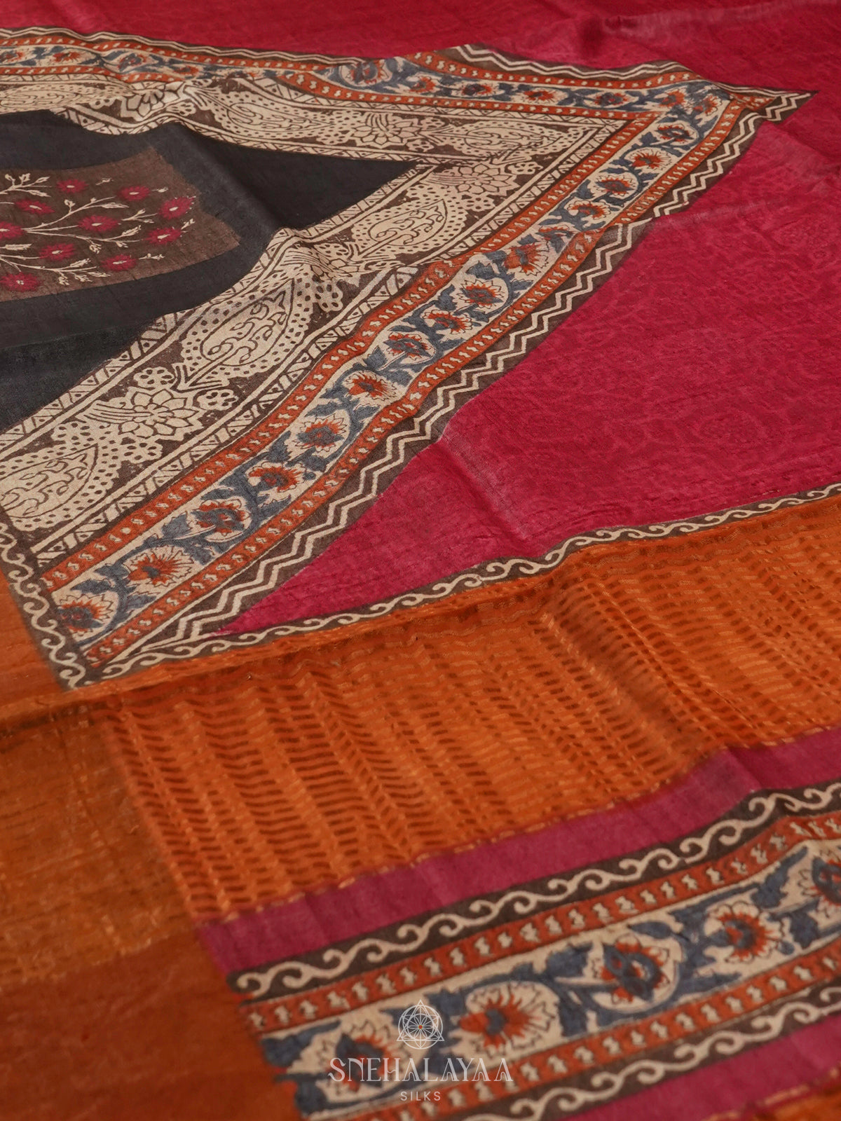 Rani Pink Tussar Saree