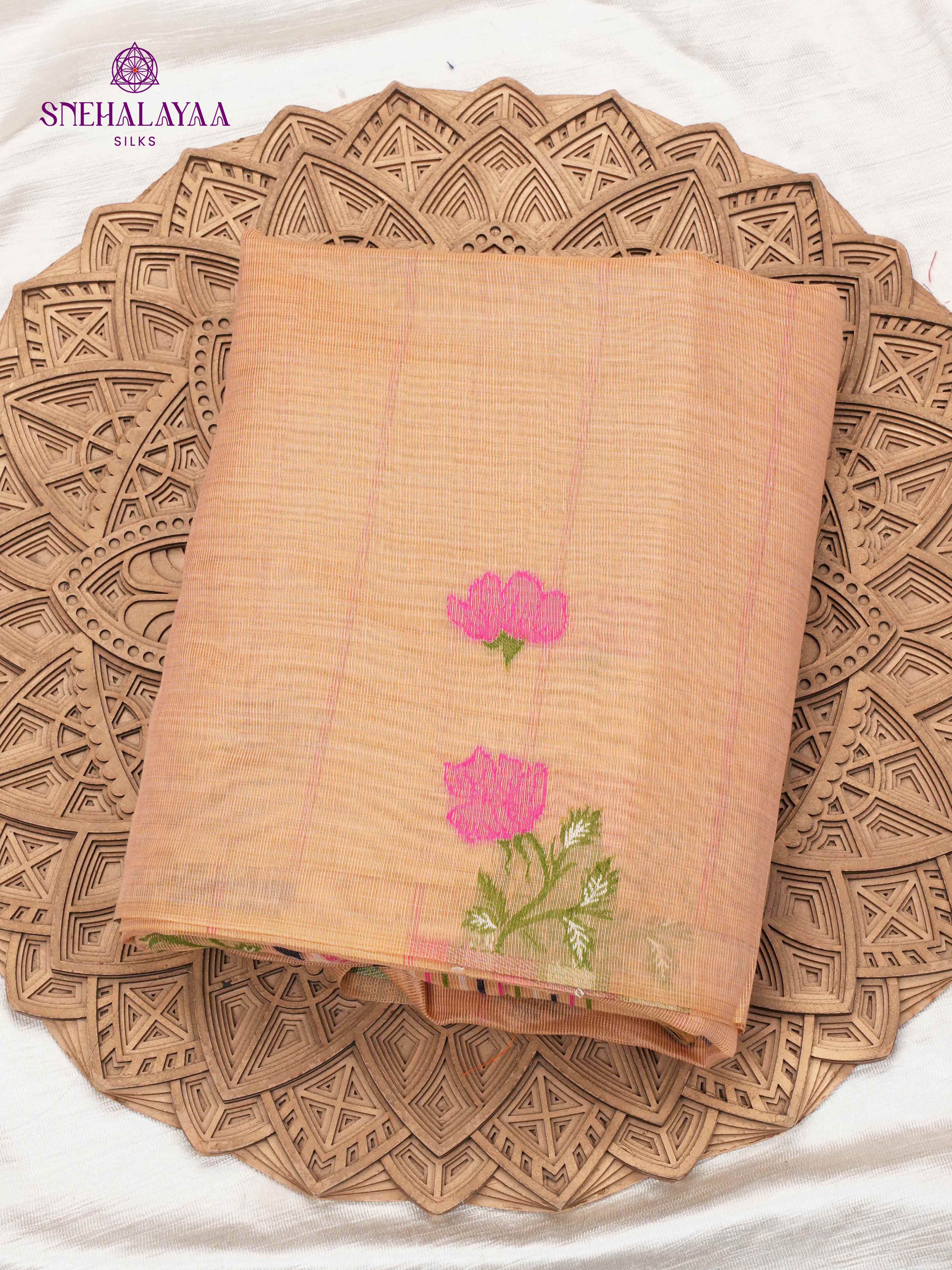 Peach Munga Cotton Saree