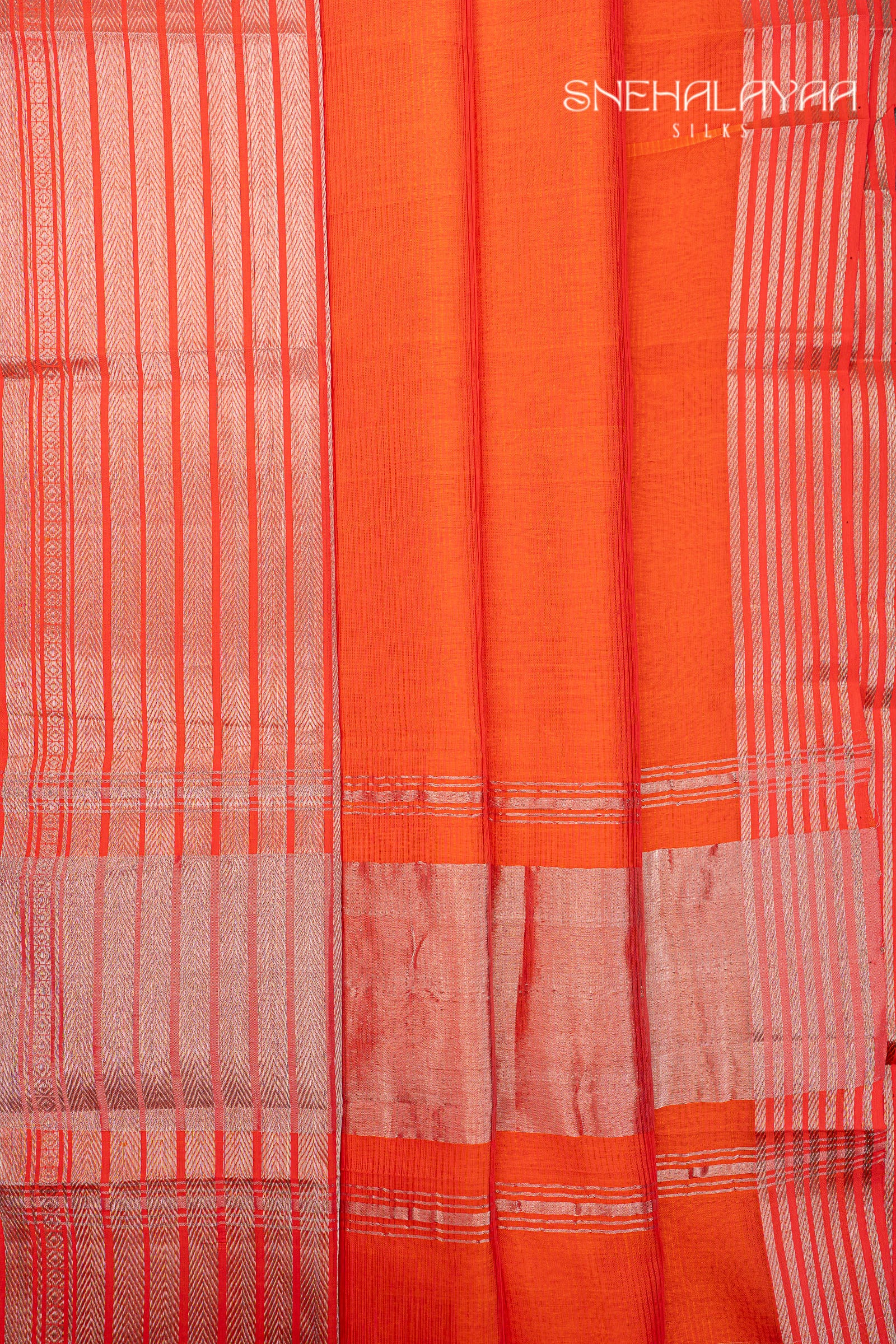 Orange Mangalgiri Silk Saree