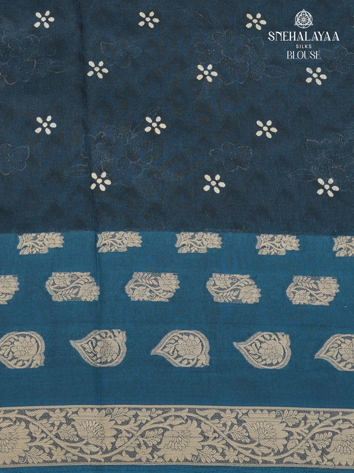 Peacock Blue Printed Matka Saree