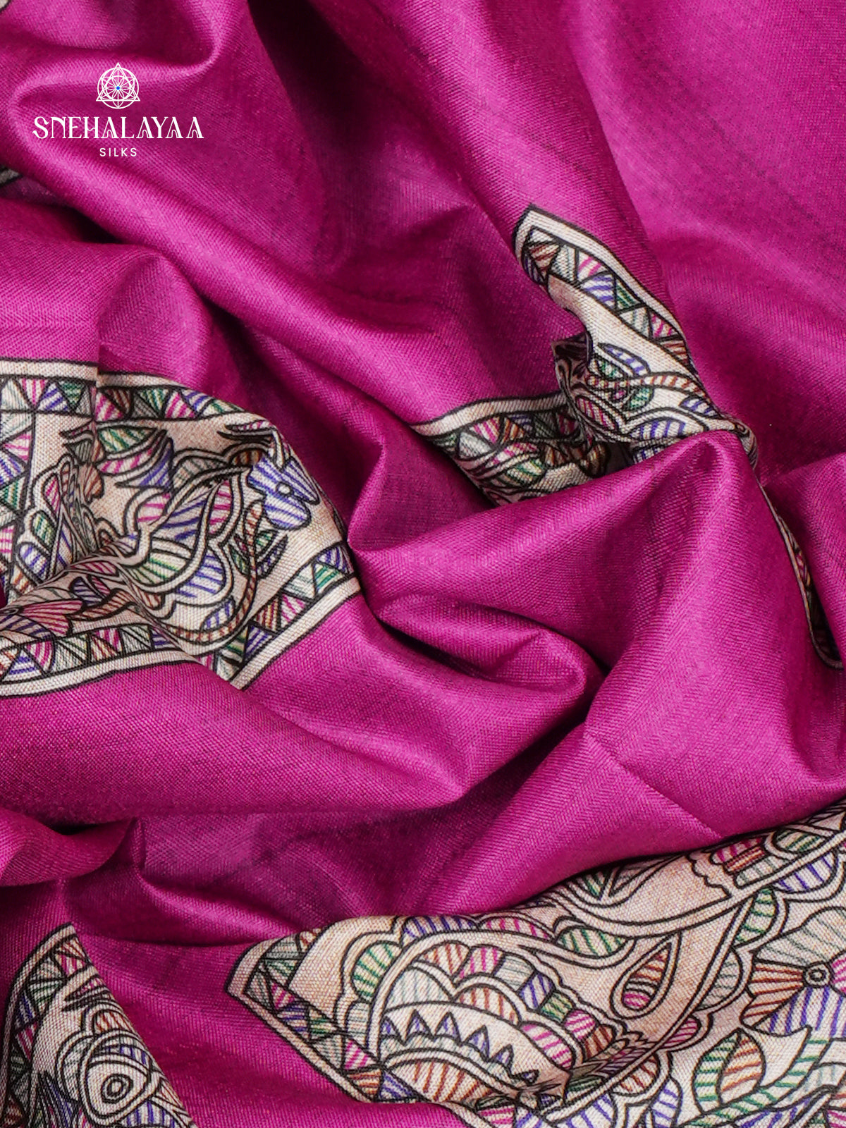 Pink Madhubani Printed Saree
