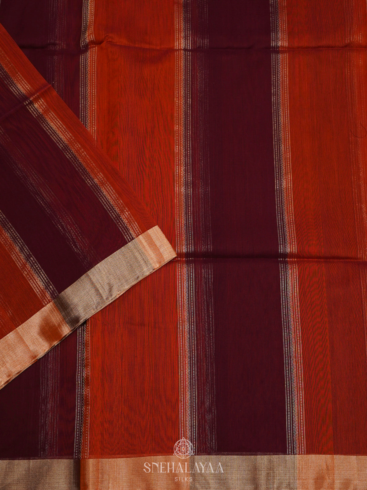 Orange Kora Silk Cotton Saree