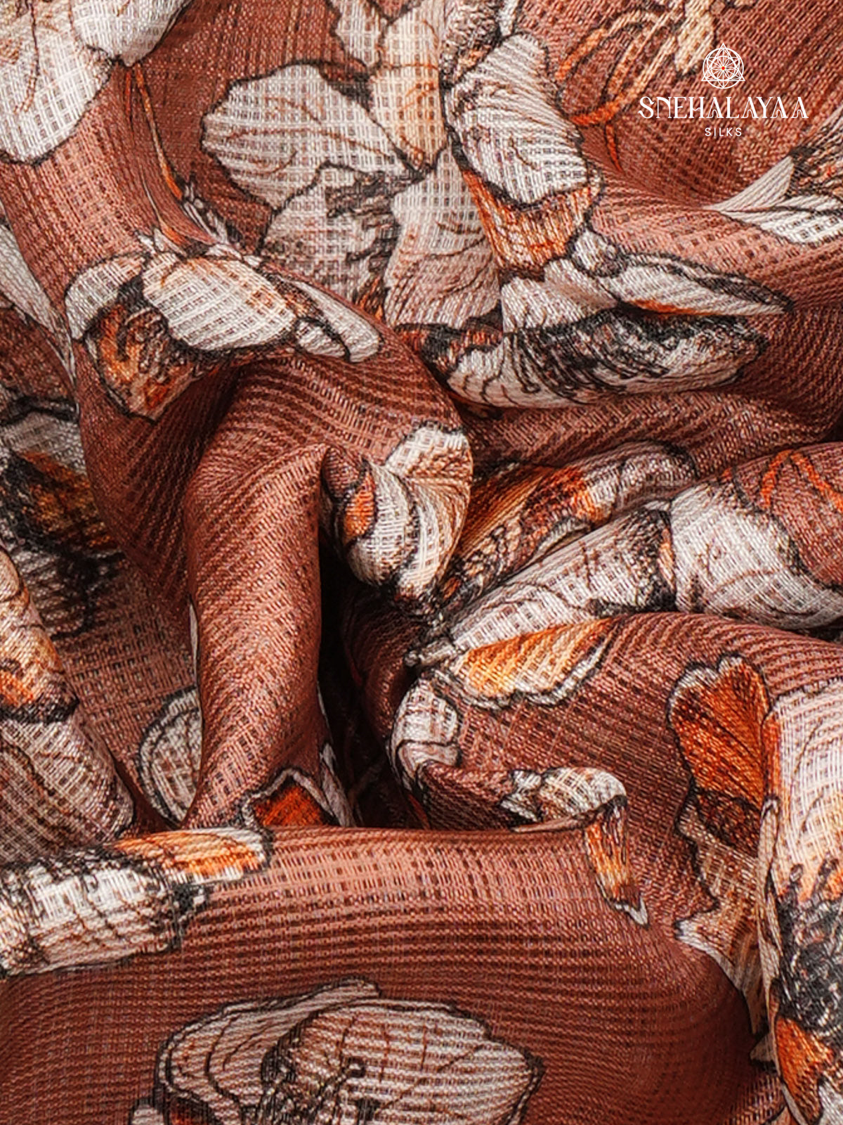 Brown Printed Kota Saree