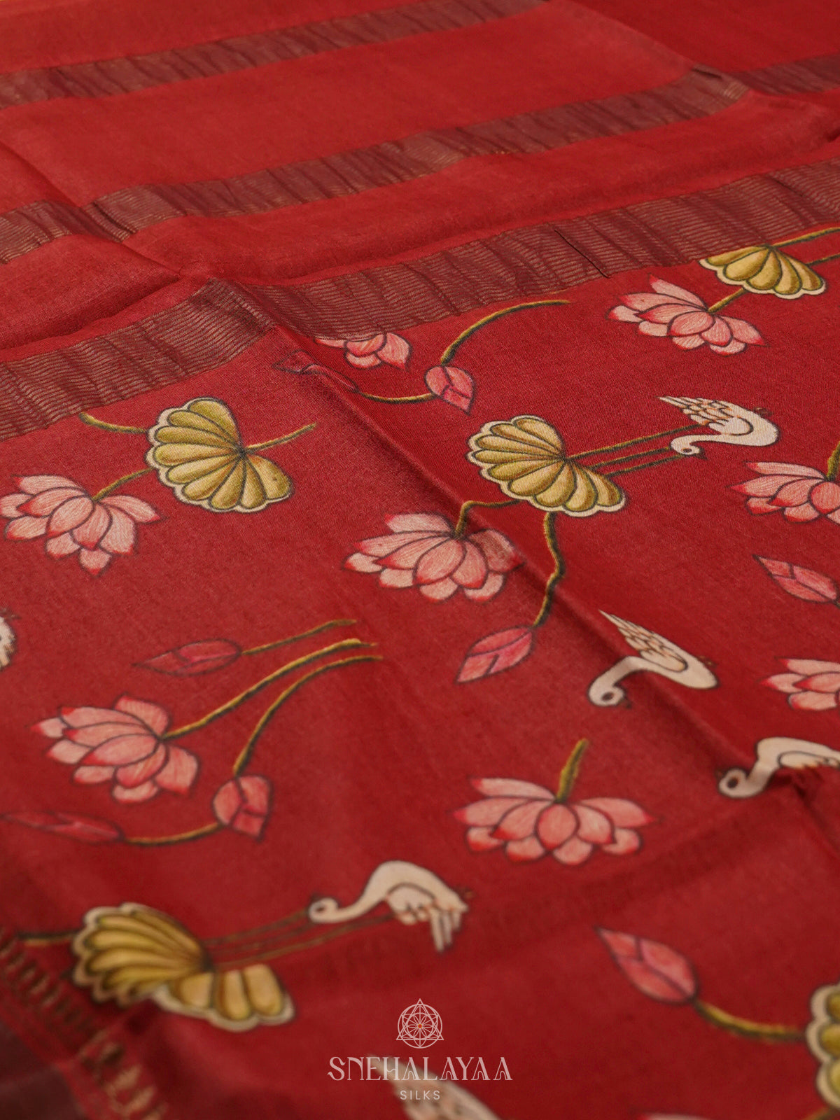 Red Tussar Saree