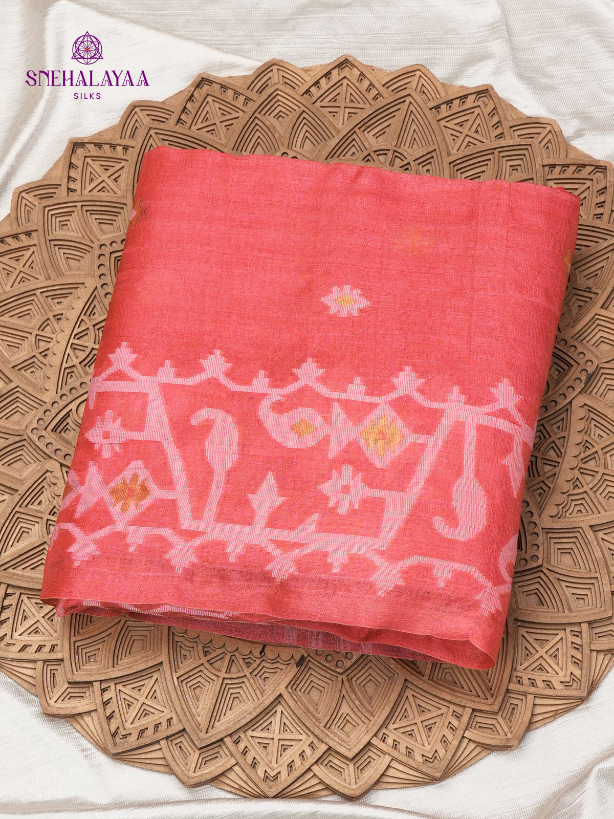 Onion Pink Tussar Silk Saree