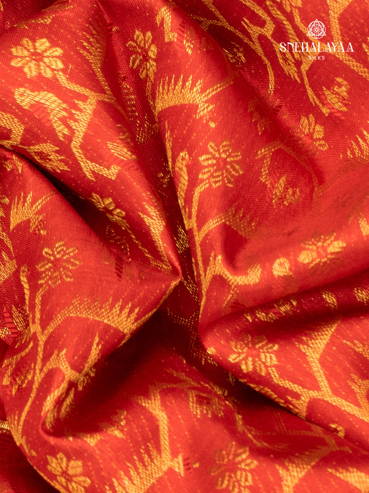 Rust Orange Kanjivaram Silk Saree
