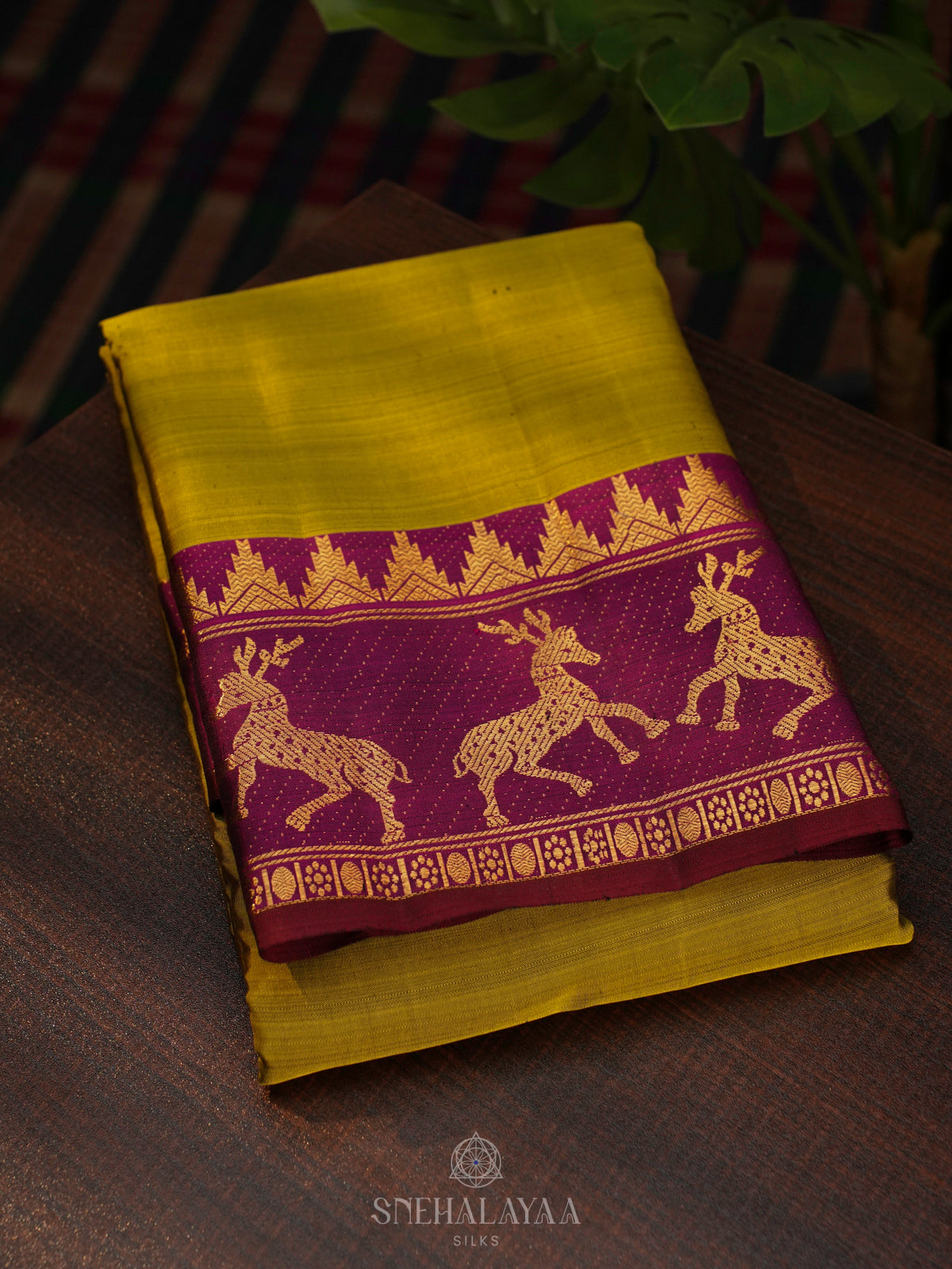 Lime Green Kanjivaram Silk Saree