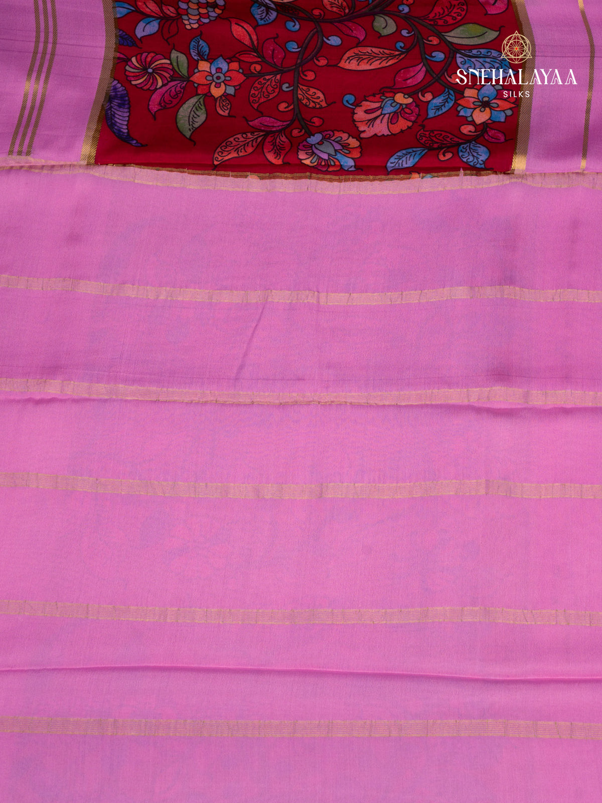 Maroon Printed Mysore Silk Saree