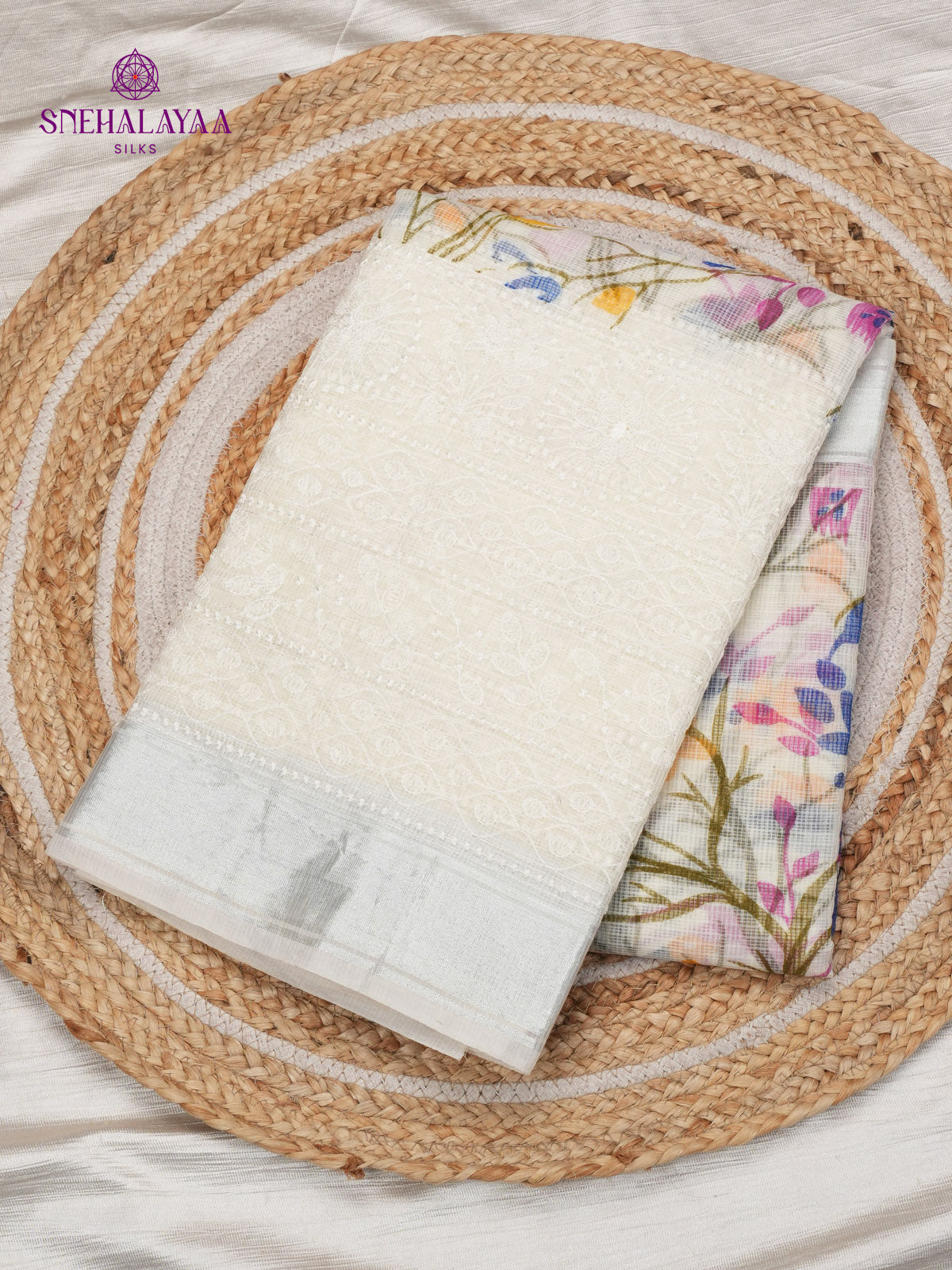 Off White Kato Embroidery Saree