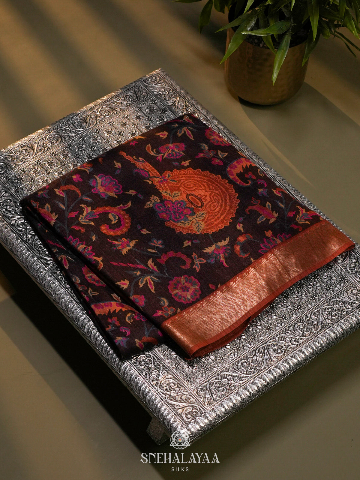 Brown Chanderi Saree