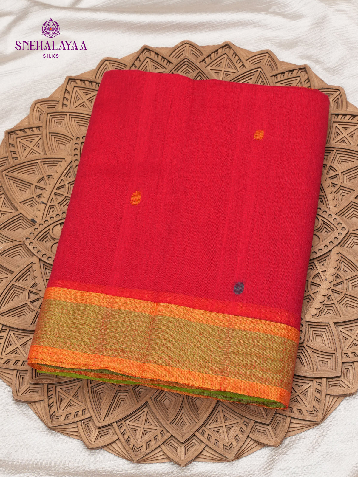 Red Khadi Cotton Saree