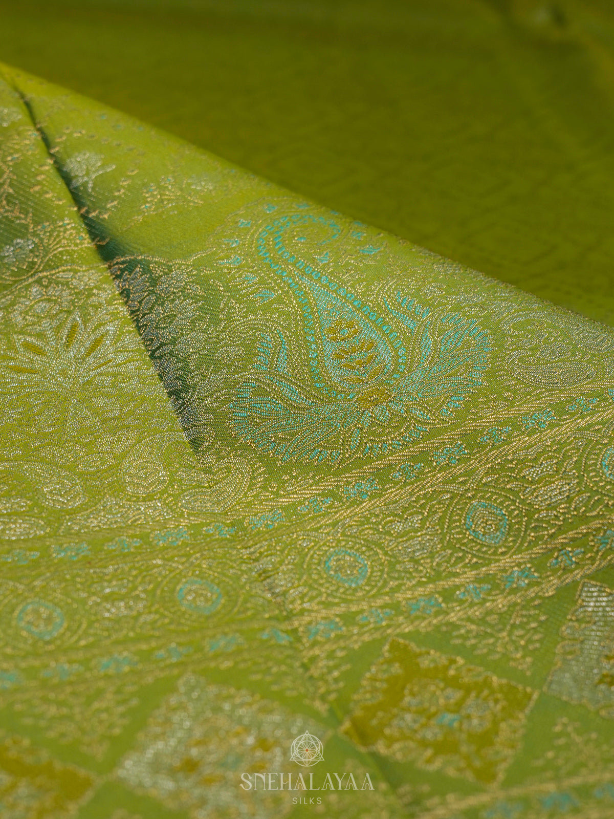 Lime Green Kanjivaram Silk Saree