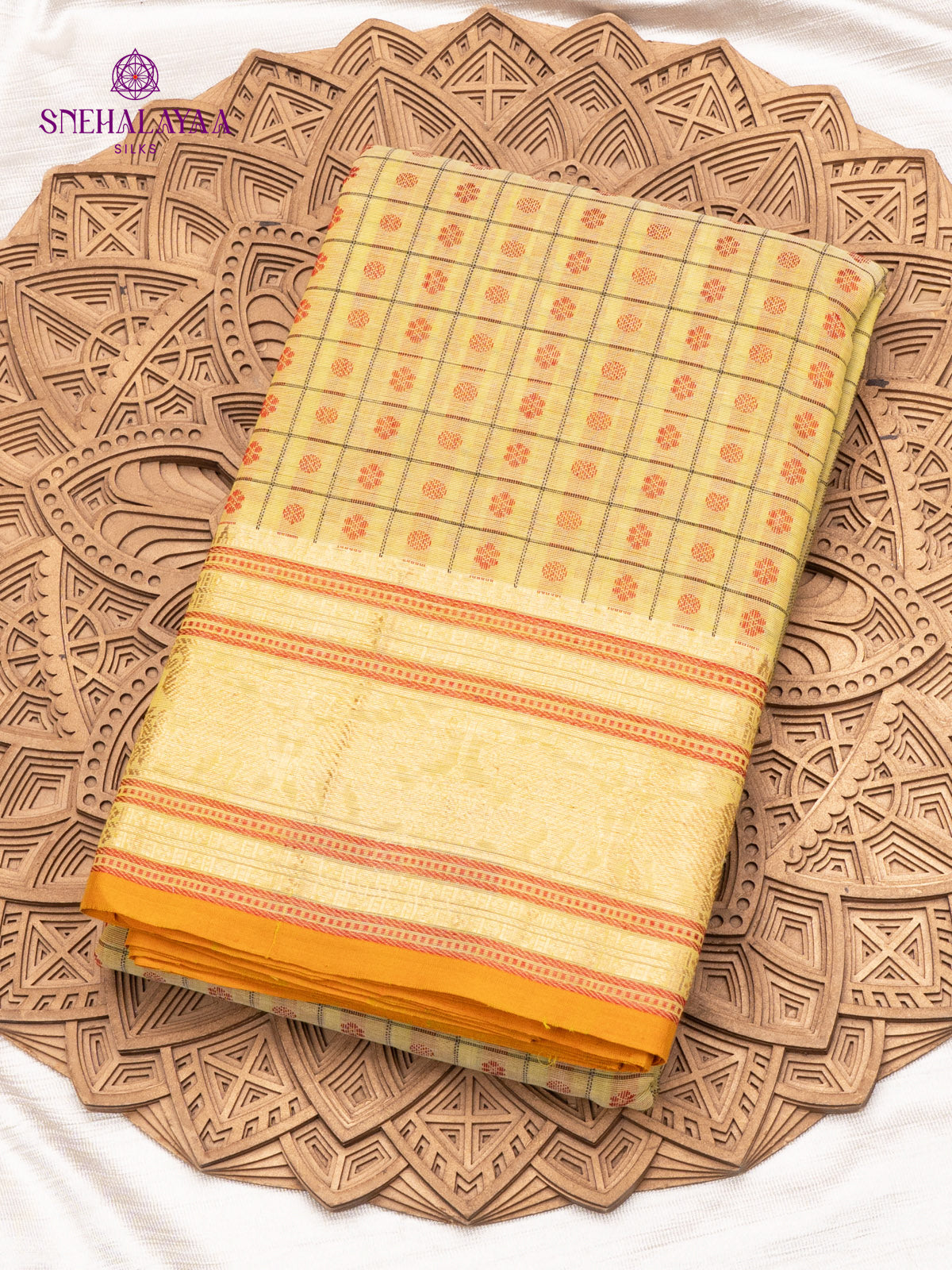 Lemon Yellow Pure Kanchi Cotton Saree