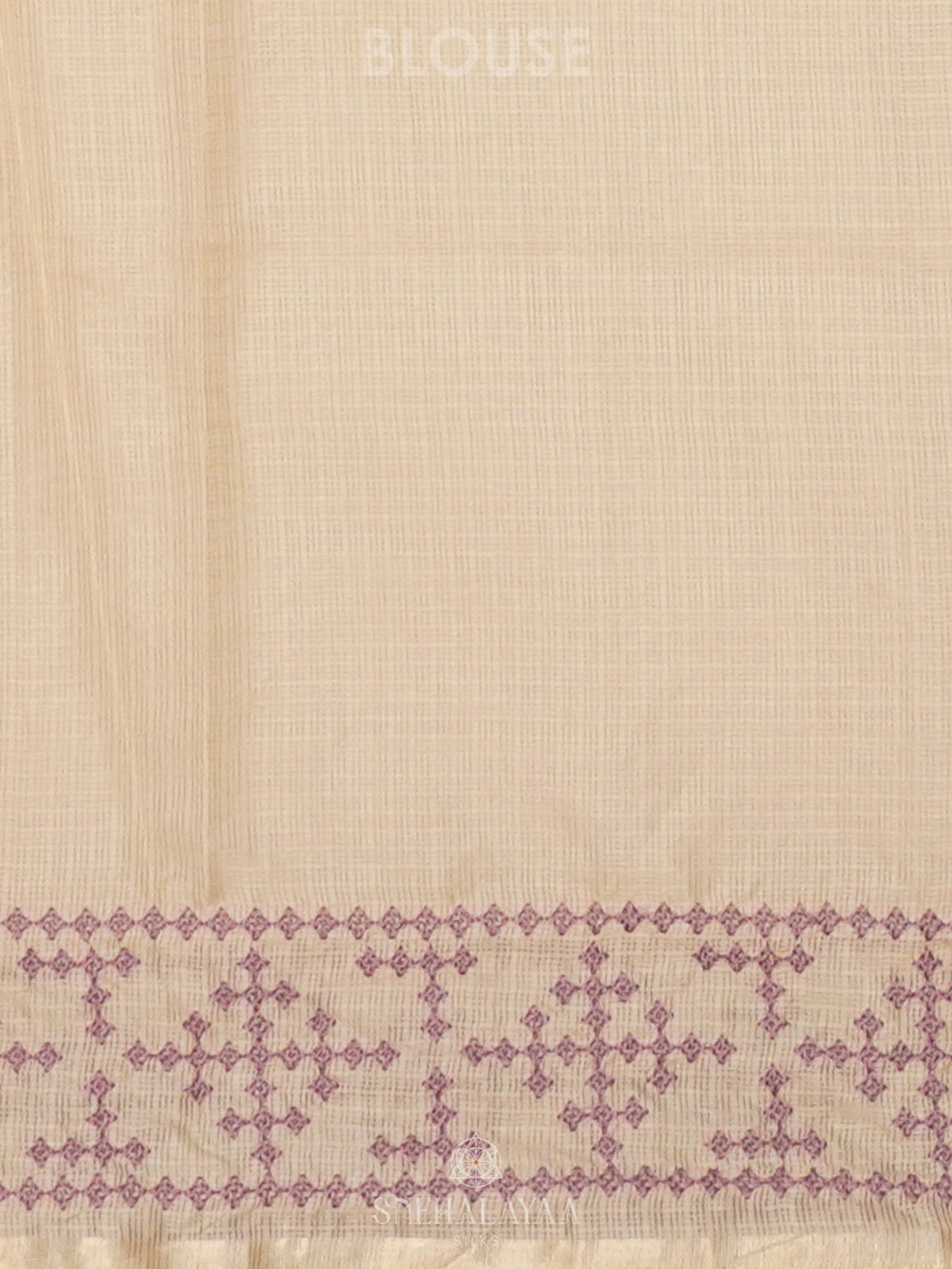 White Kota Embroidery Saree with Purple Border