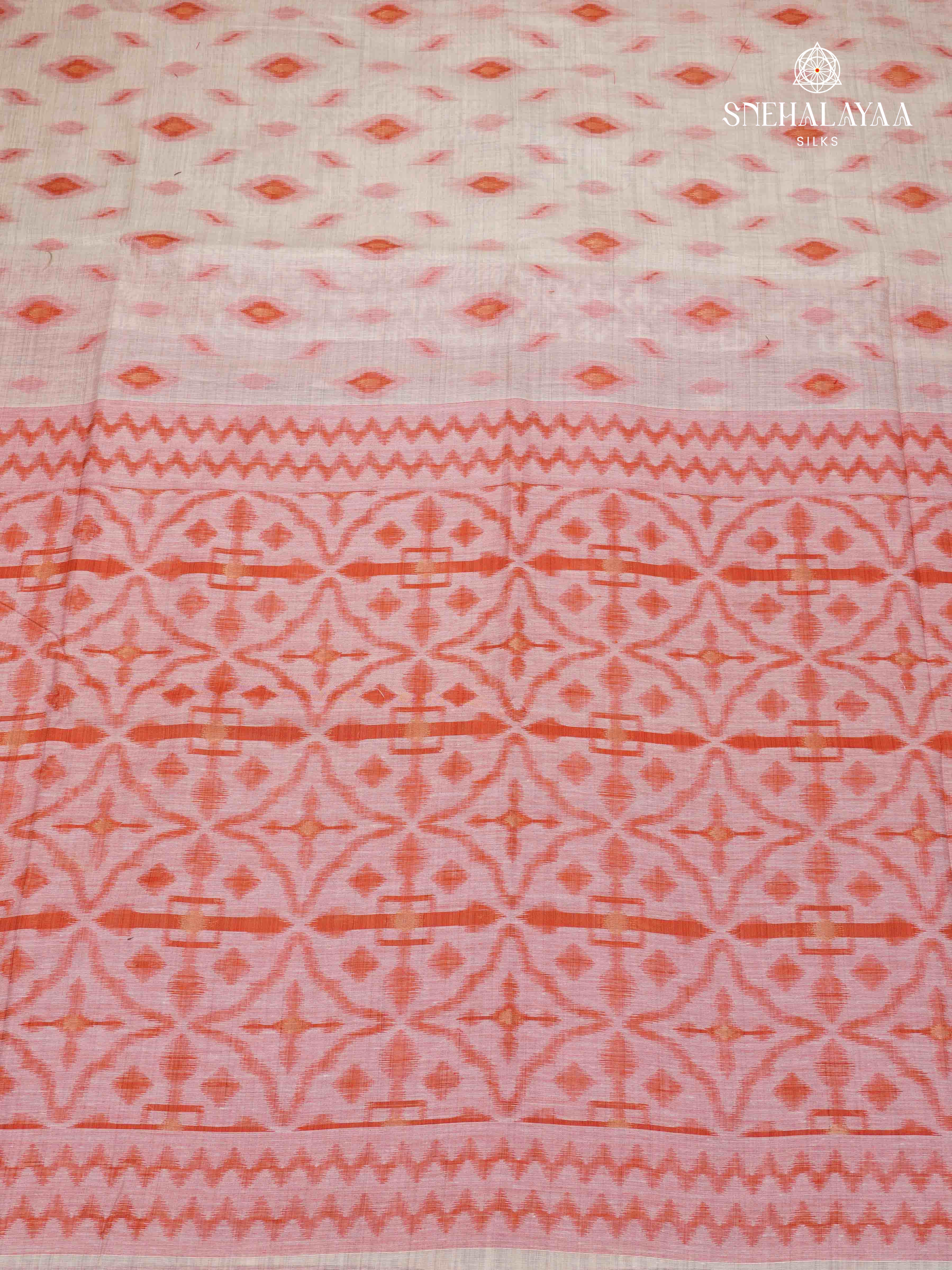 Off White Munga Cotton Saree