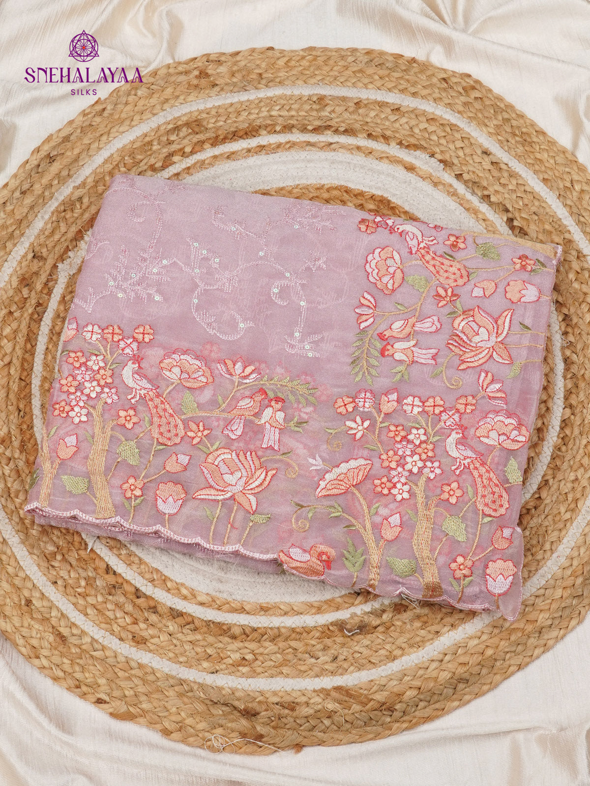 Lilac Embroidery Designer Saree