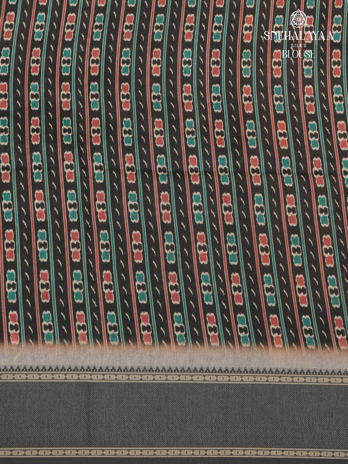 Saffron Floral Printed Tussar Saree