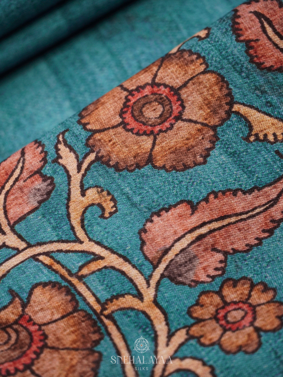 Peacock Blue Dola Silk Saree