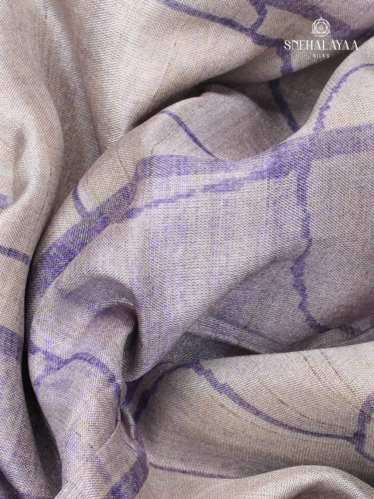 Purple Printed Tussar Saree