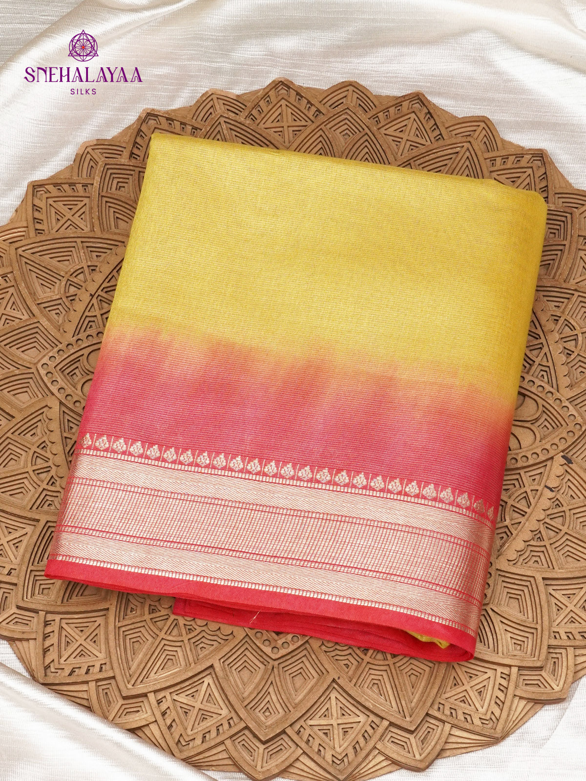 Yellow Bamboo Silk Saree