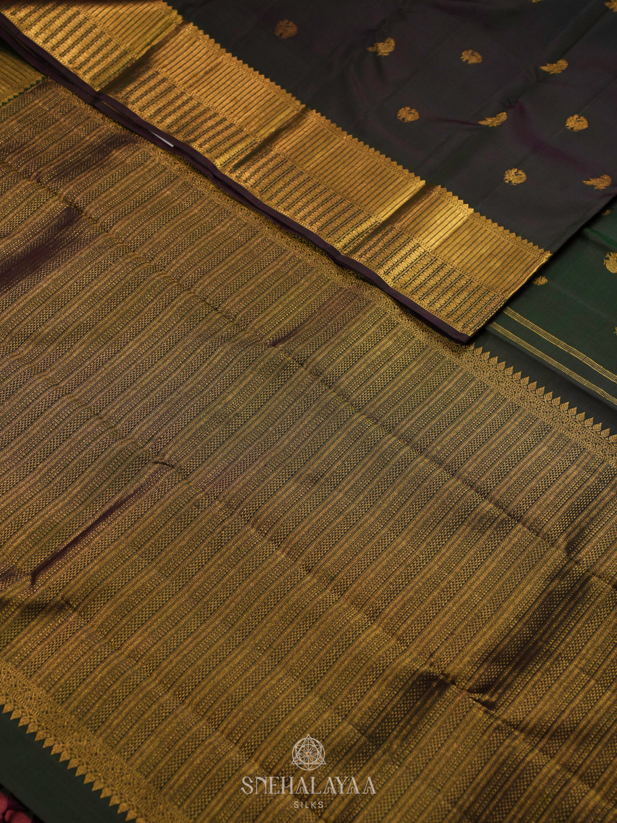 Forest Green Kanjivaram Silk Saree