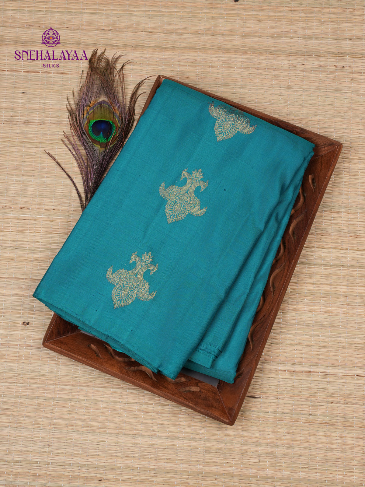 Teal Blue Kanjivaram Silk Saree
