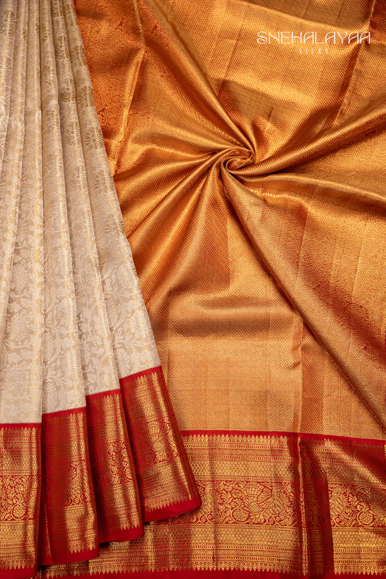 Cream Kancheevaram Tissue Silk Saree