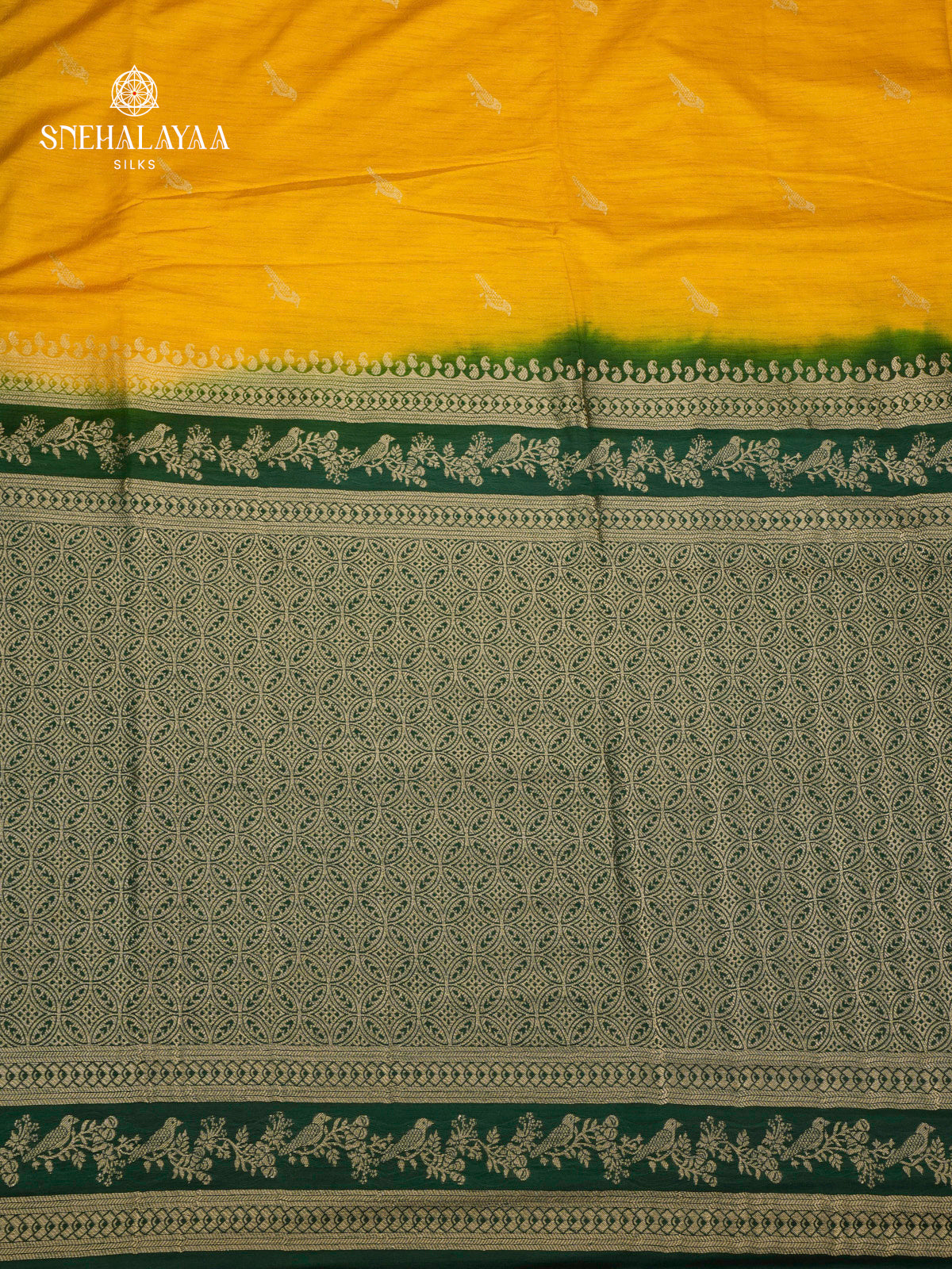 Mango Yellow Banaras Dola Silk Saree