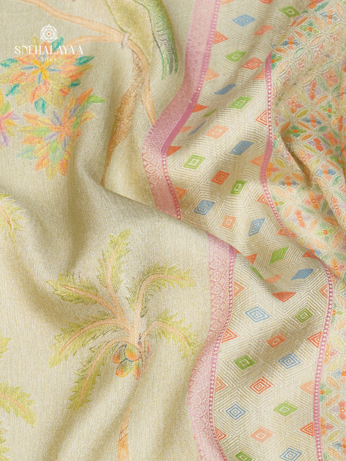 Off White Tissue Tussar Saree