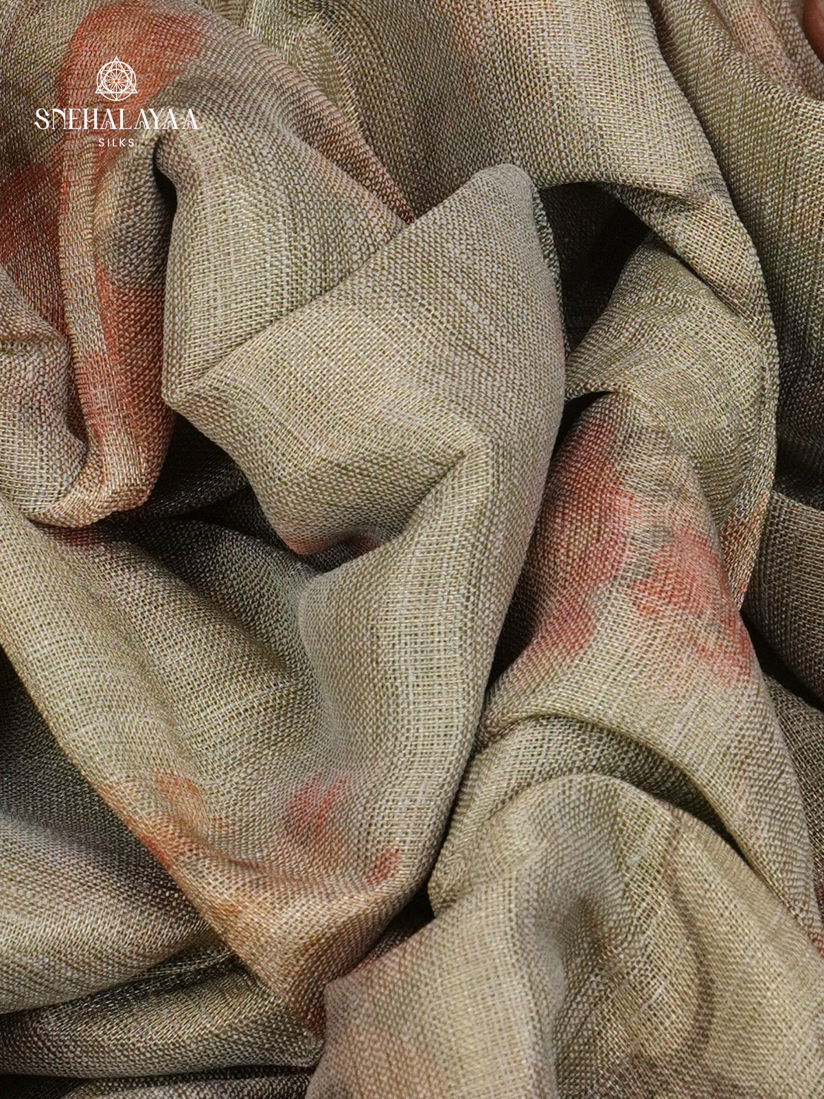 Grey Linen Tissue Saree