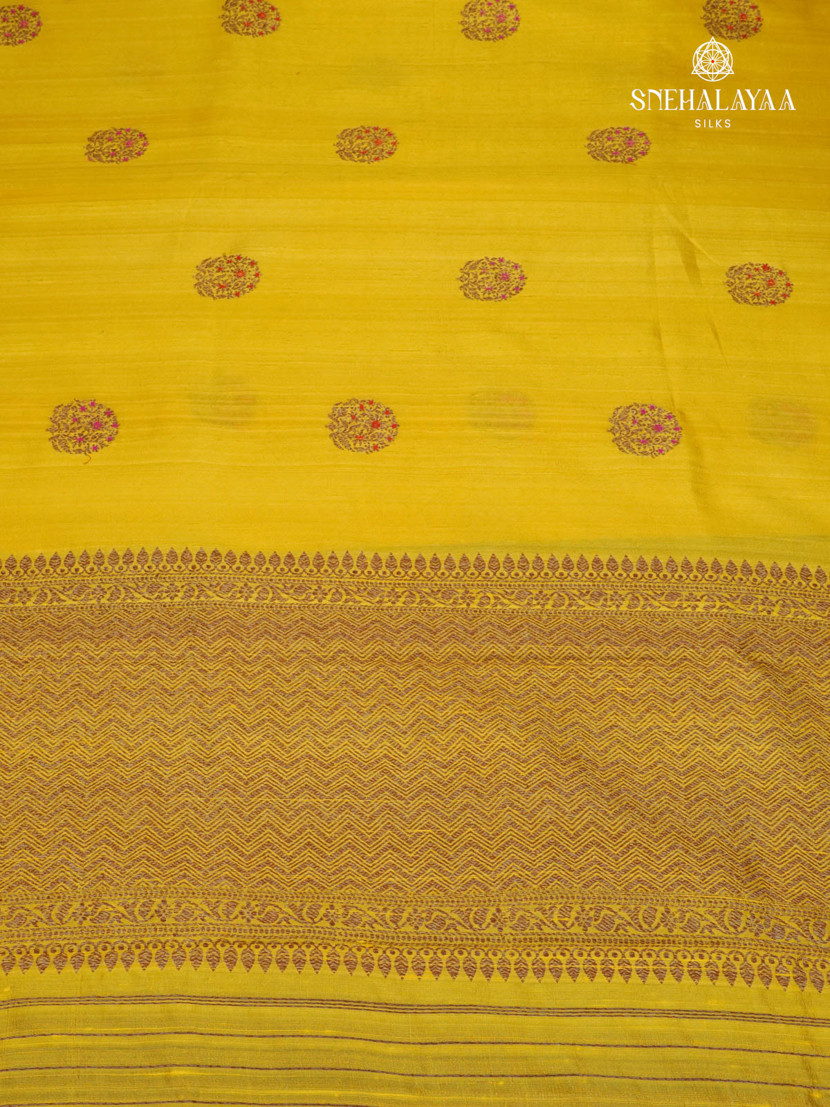 Mango Yellow Banaras Raw Silk Saree