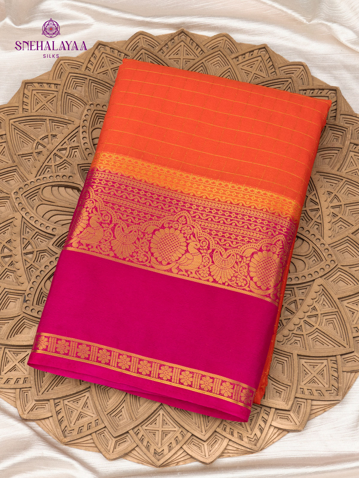 Orange Mysore Silk Saree