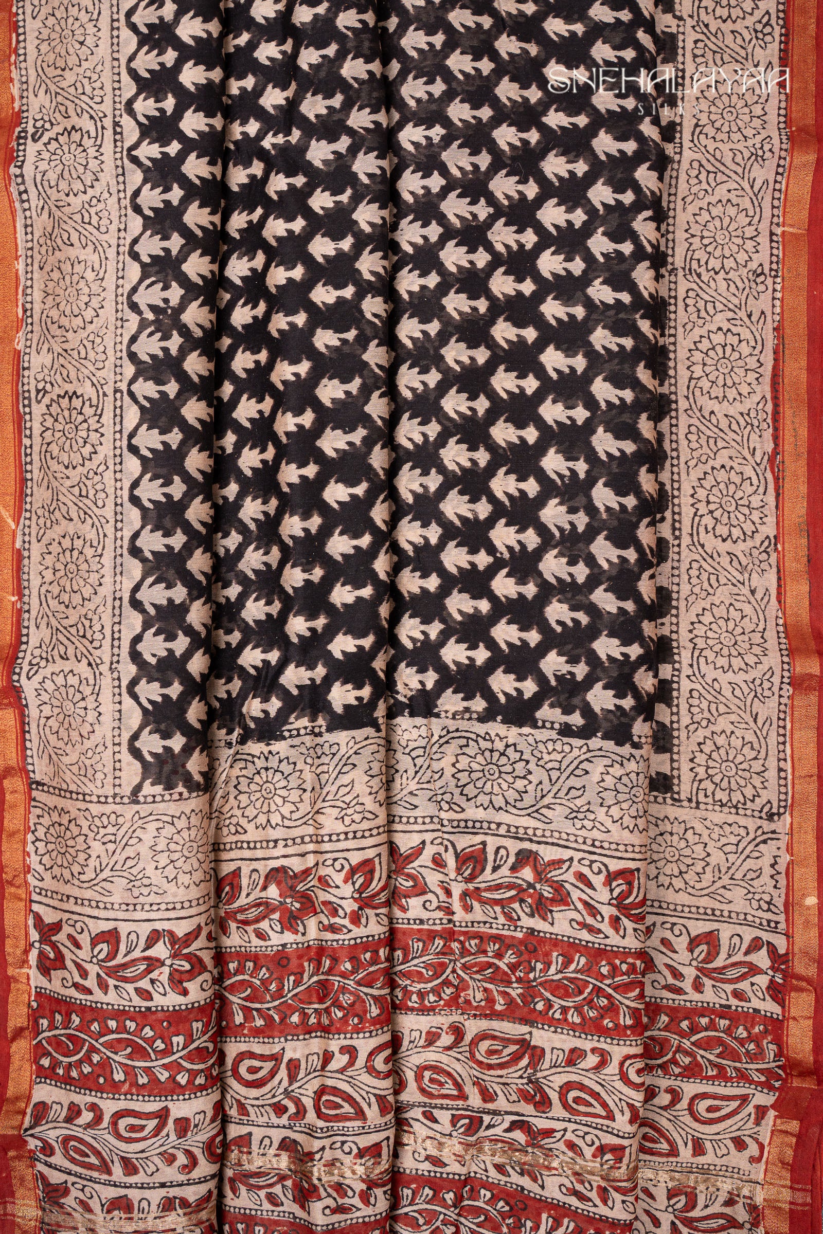 Black Chanderi Silk Saree