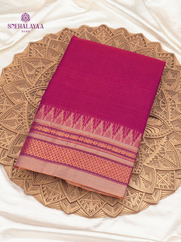 Rani Pink Narayanpet Cotton Saree without Blouse