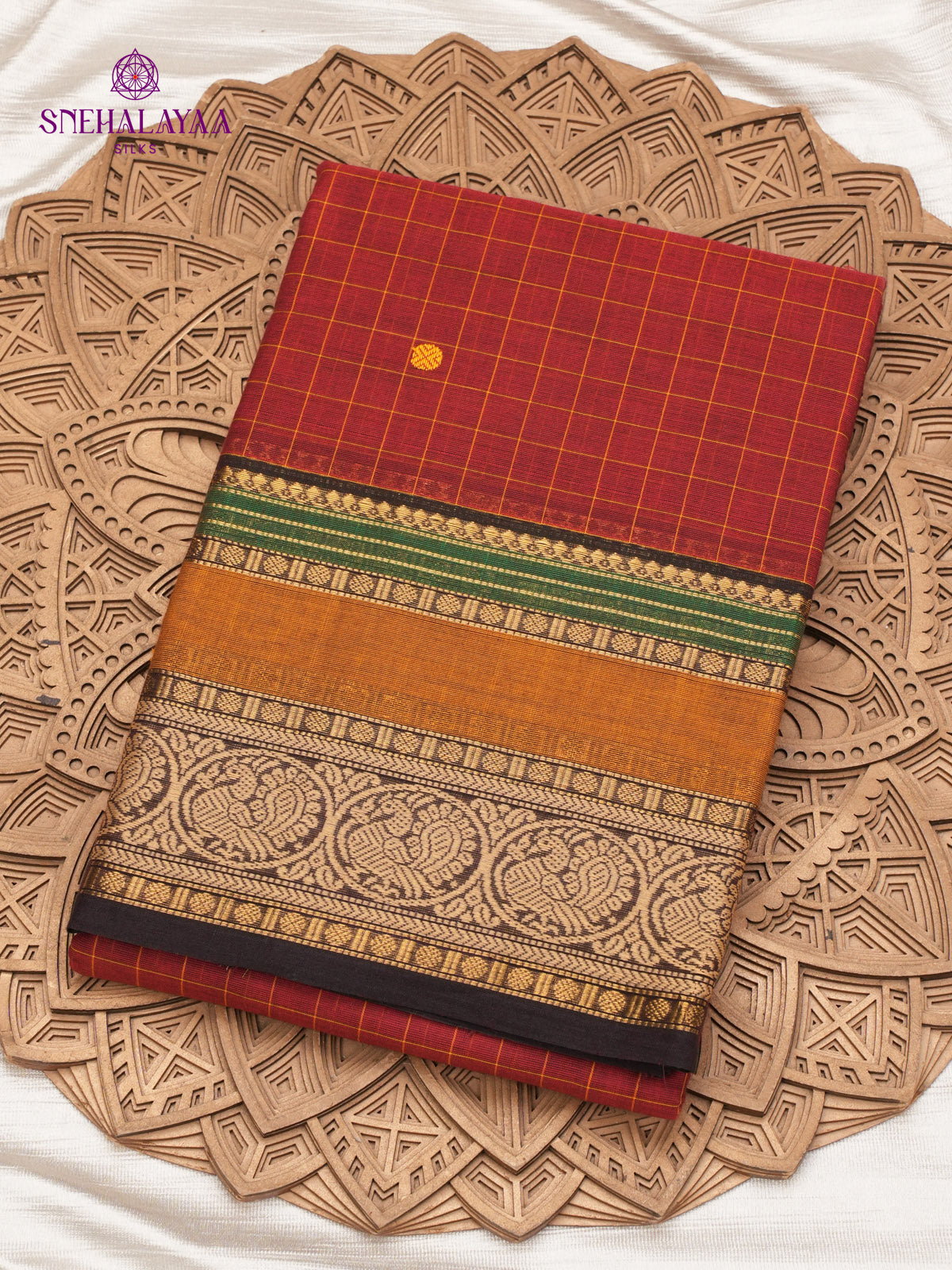 Maroon Chettinad Cotton Saree
