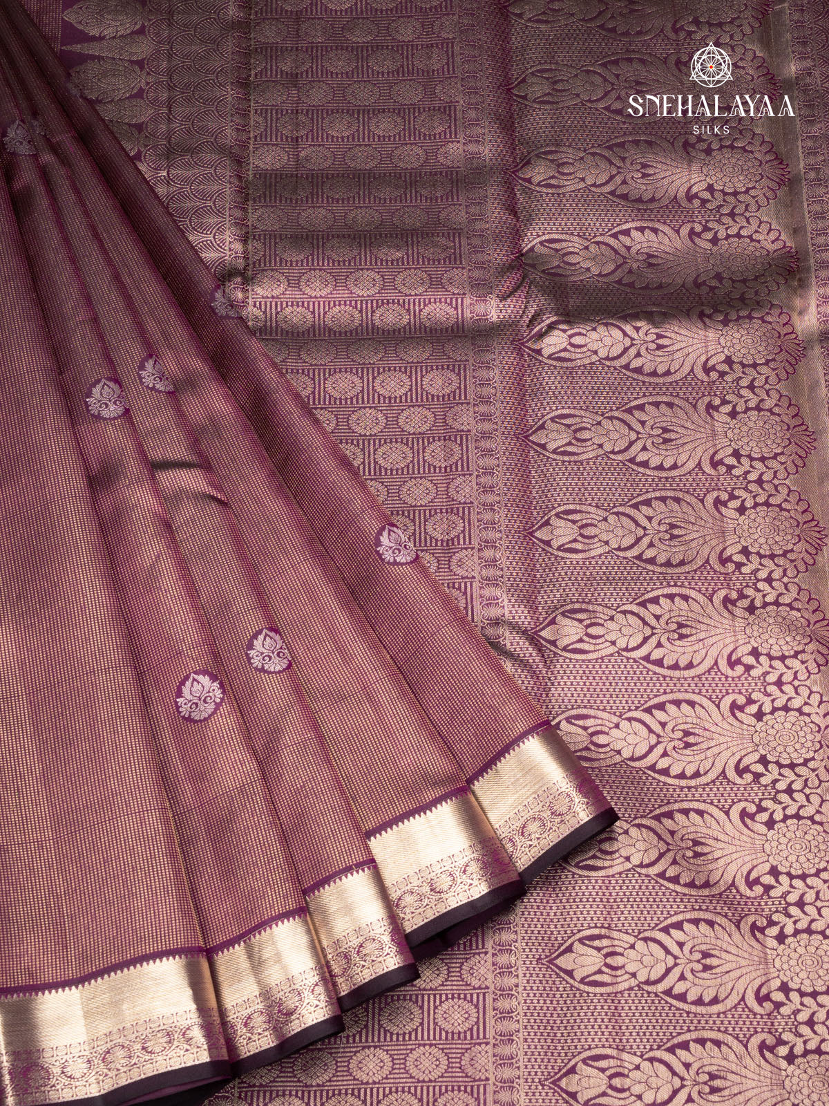Plum Brown Kanjivaram Silk Saree