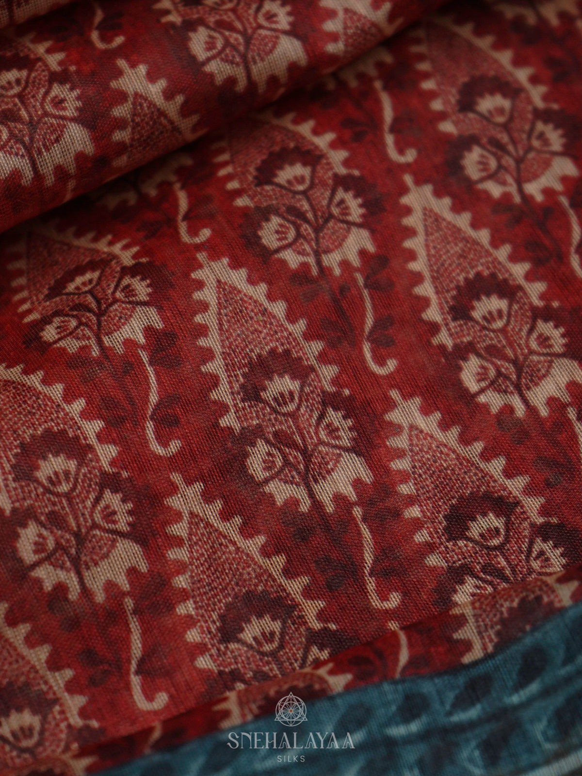 Maroon Linen Saree