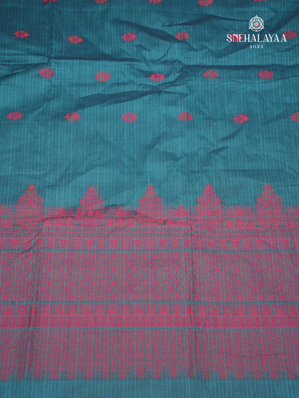 Sea Blue Handloom Cotton Saree
