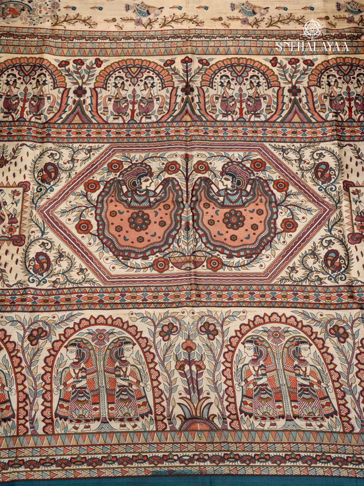 Sandal Printed Tussar Saree