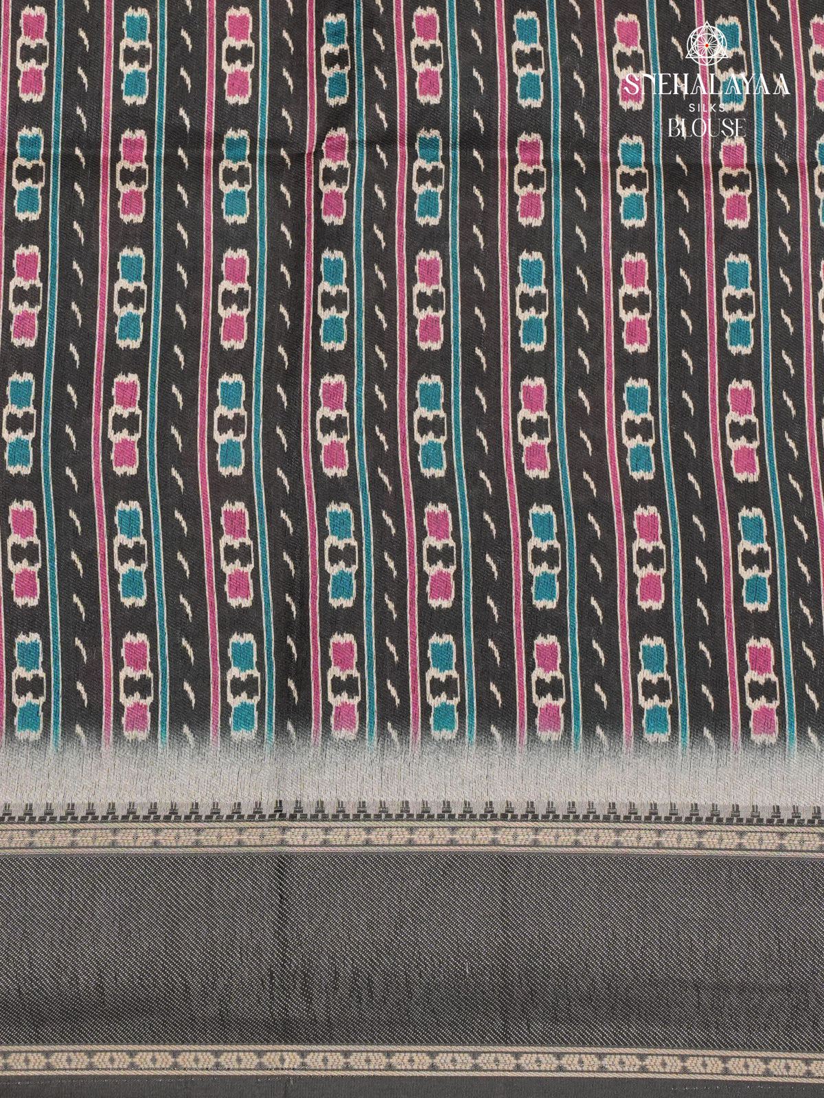 Grey Floral Printed Tussar Saree