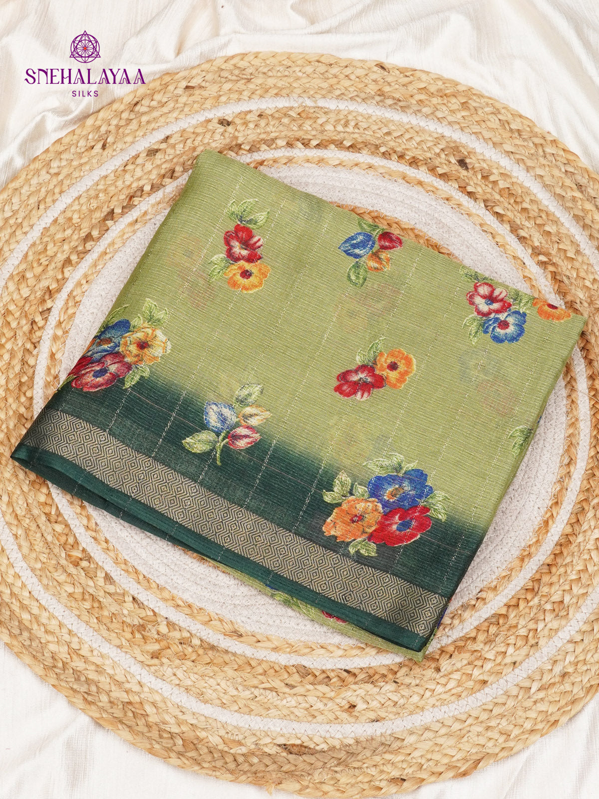 Olive Green Dola Silk Saree