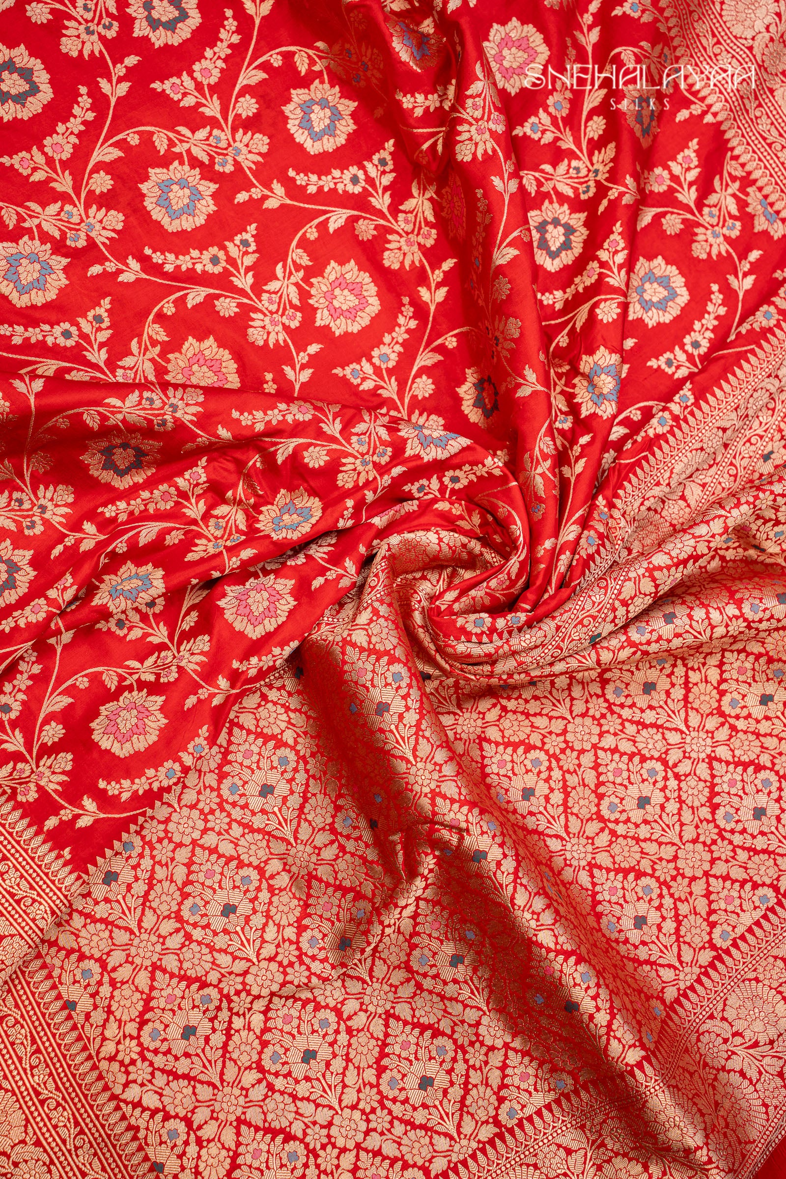 Scarlet Red Banaras Silk Saree