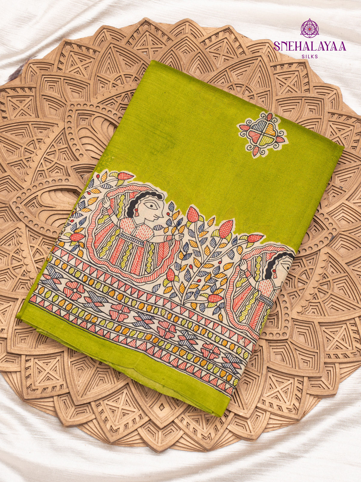 Green Printed Tussar Saree