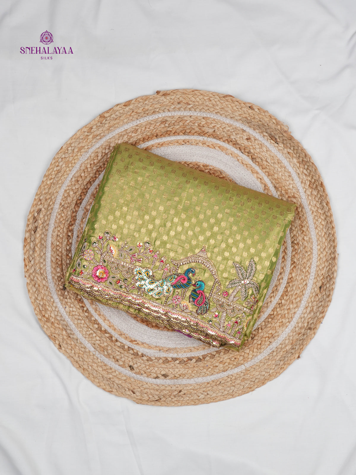 Lime Green Designer Saree