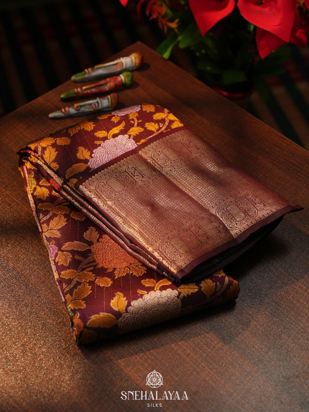 Brown Kanjivaram Silk Saree