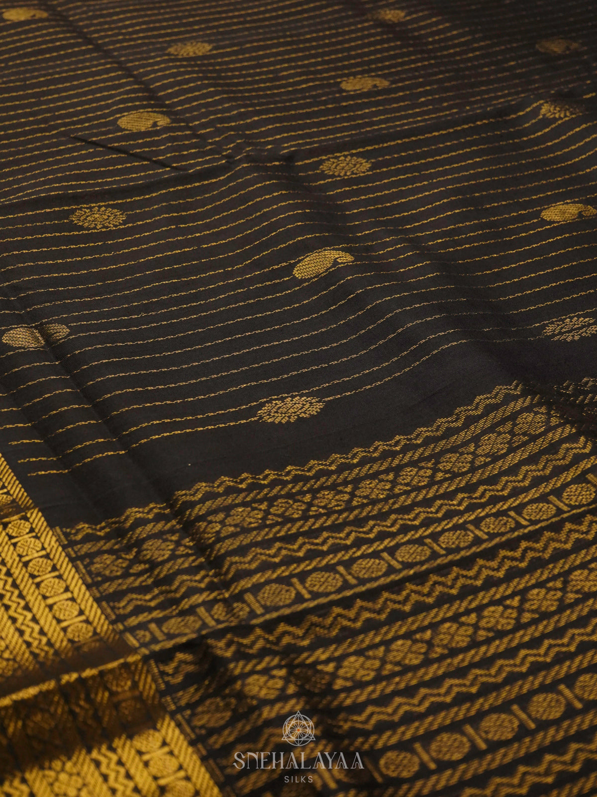 Black Kanchi Silk Cotton Saree