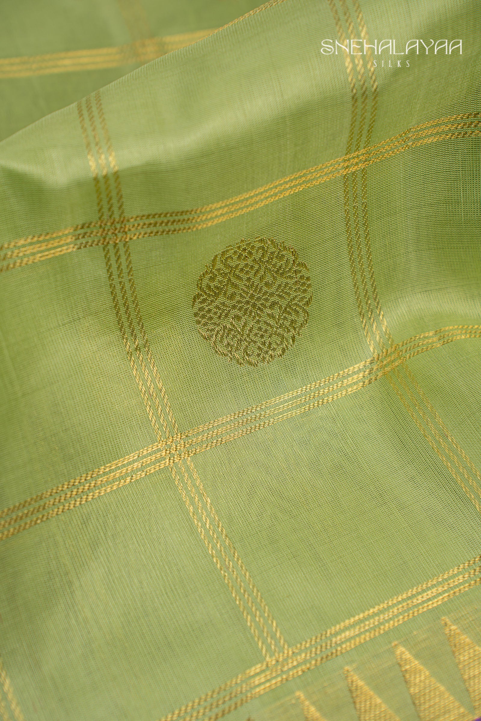 Lime Green Venkatagiri Silk Saree