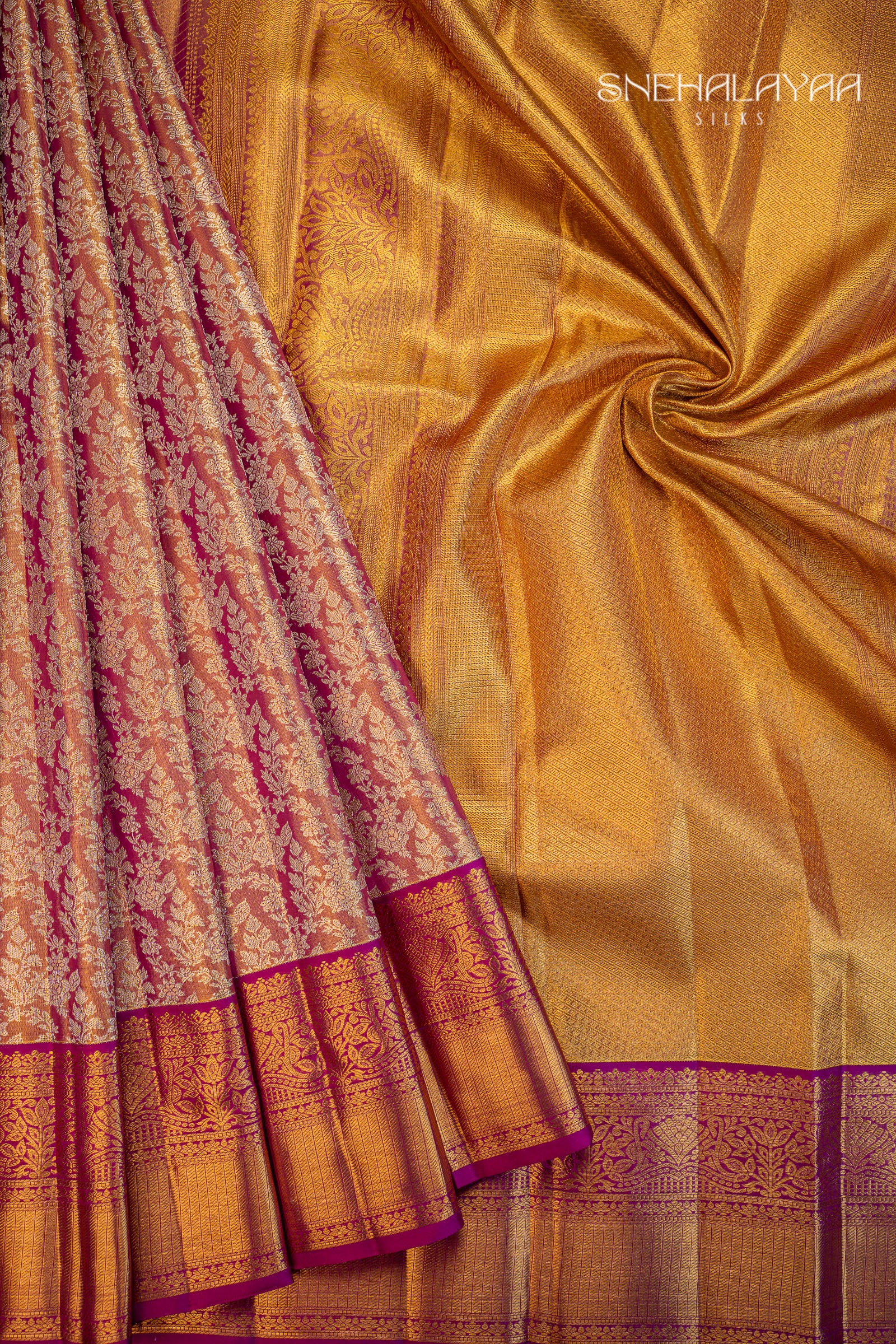 Magenta Kancheevaram Tissue Silk Saree