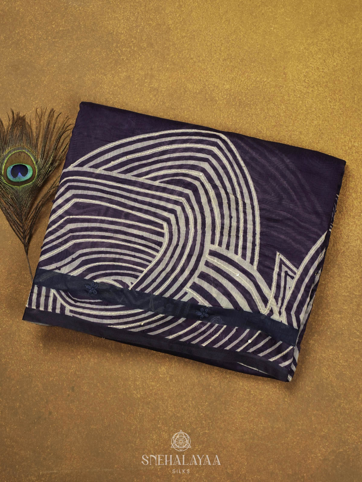 Purple Linen Embroidery Saree