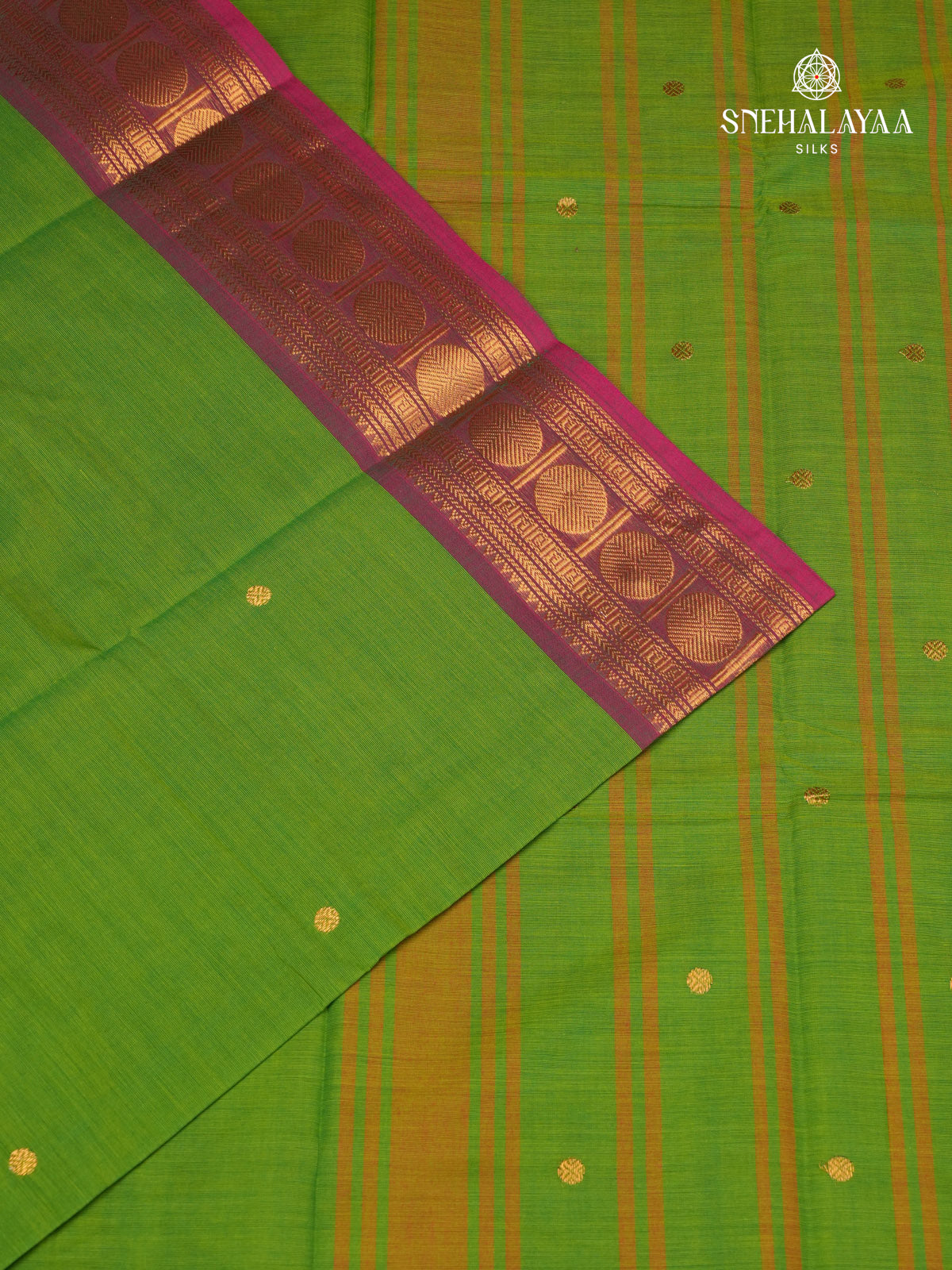 Chartreuse Green Chettinad Cotton Saree